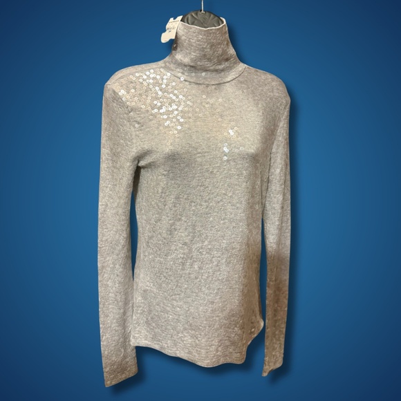 ✨ NWT Express Sequin Turtleneck Sweater | Size S | Silver - Picture 2 of 4